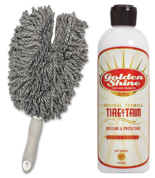 Golden Shine Tire & Trim Dressing and California Car Duster Wheel Cleaning Kit (CCC)