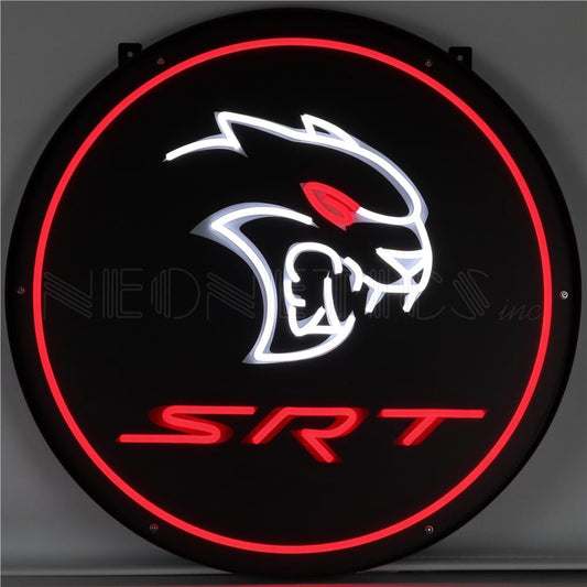 Neonetics 29RDEYE Dodge SRT Red Eye LED Flex-Neon Sign in Steel Can 24" Round