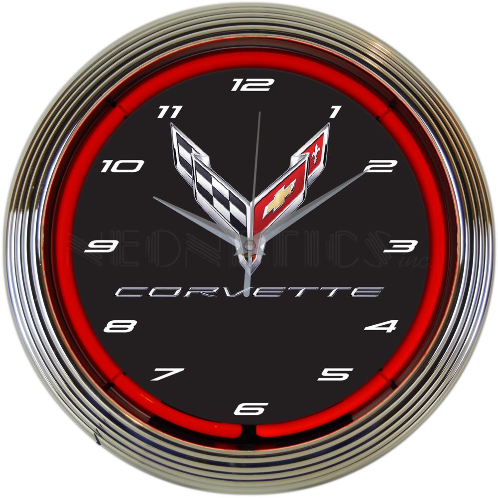 Neonetics Chevrolet Corvette C8 Red Neon Clock