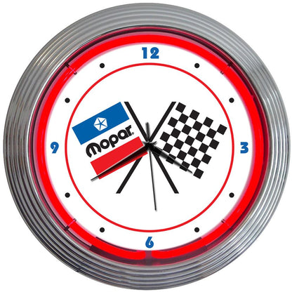 Neonetics Mopar Checkered Flag Red Neon Clock 15"