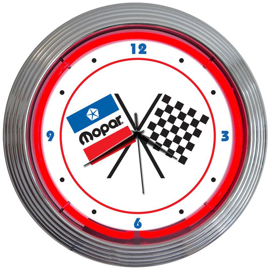 Neonetics Mopar Checkered Flag Red Neon Clock 15"