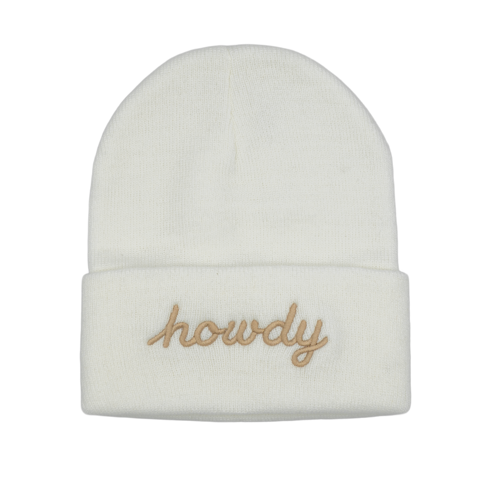 Howdy Script Beanie White