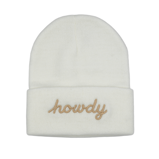 Howdy Script Beanie White