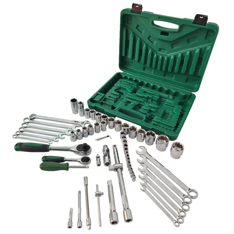 61-Piece Mechanics Tool Set, 1/2″ & 1/4″ Socket Tool Set – Including Ratchet Set Metric Drive Socket Wrenches Set, for Auto Repair Machine Repair