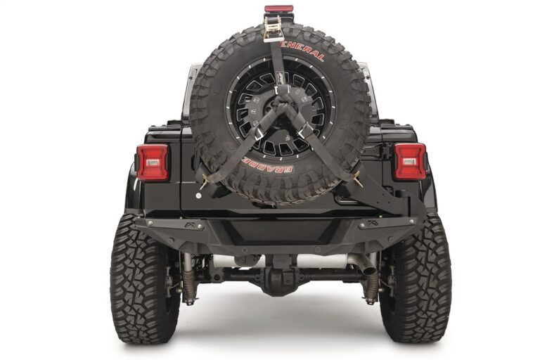 Fab Fours - Spare Tire Carrier; 2 Stage Black Powder Coated; Slant Back Tire Carrier; - JL2070-1