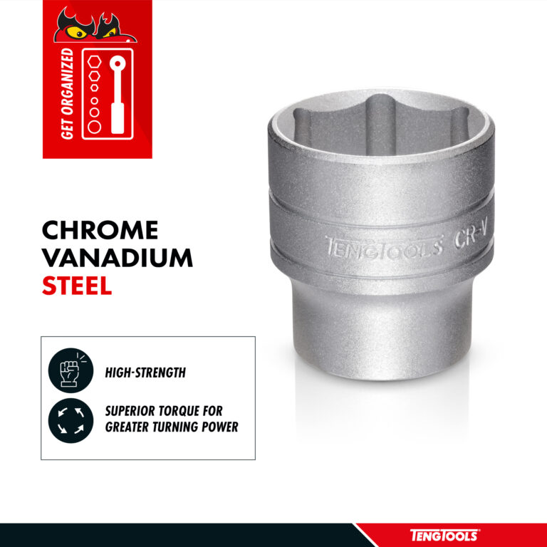 Teng Tools - Teng Tools 8MM 3/8 Inch Drive 6 Point Metric Shallow Chrome Vanadium Socket | Mechanic Tool | Hand Tool - M380508-C - M380508-C