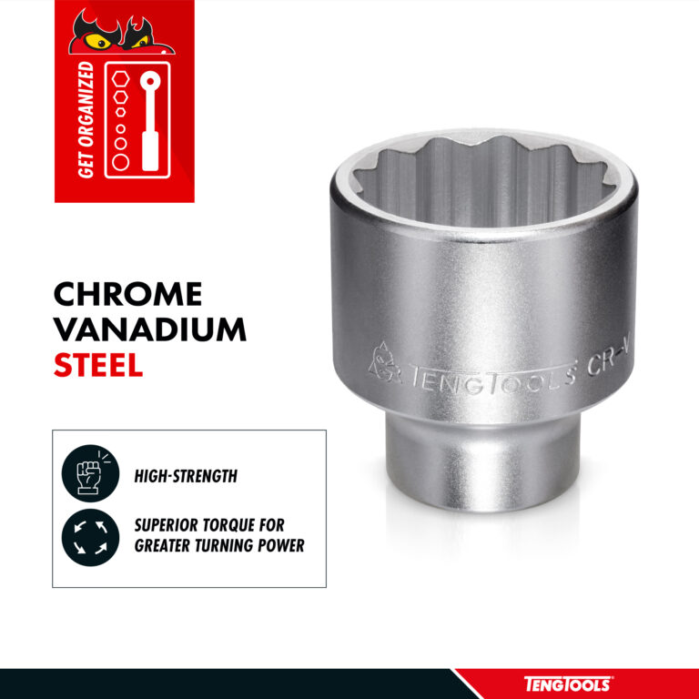 Teng Tools - Teng Tools 3/4 Inch 12 Point SAE Shallow 3/4 Inch Drive Chrome Vanadium Socket | Mechanic Tool | Hand Tool - M340124-C - M340124-C