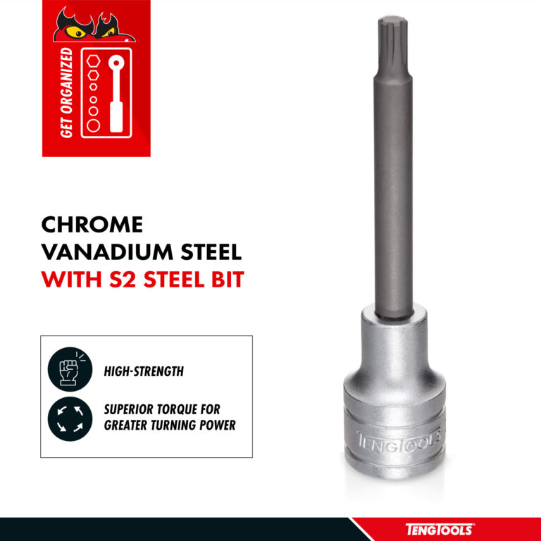 Teng Tools - Teng Tools M5 1/2 Inch Drive Ribe Multi Spline Chrome Vanadium Socket | Mechanic Tool | Hand Tool - M122705-C - M122705-C