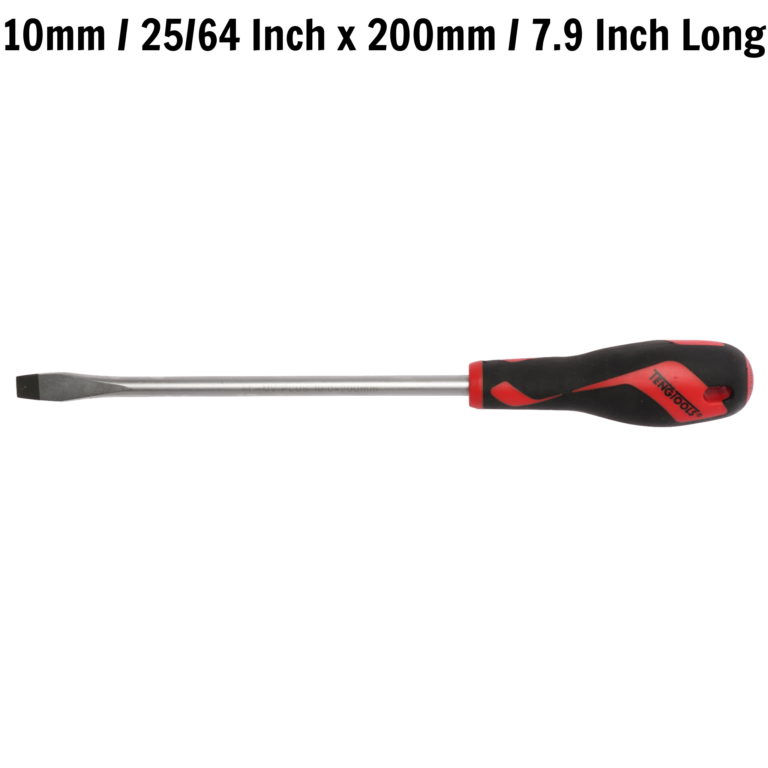 Teng Tools - Teng Tools 10mm / 25/64 Inch x 200mm / 7.9 Inch Long Flat Type Slotted Head Screwdriver - MD930N - MD930N