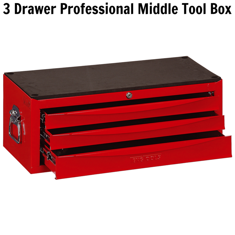 Teng Tools - Teng Tools 3 Drawer Professional Portable Steel Lockable Red SV Middle Tool Box - TC803USV - TC803USV