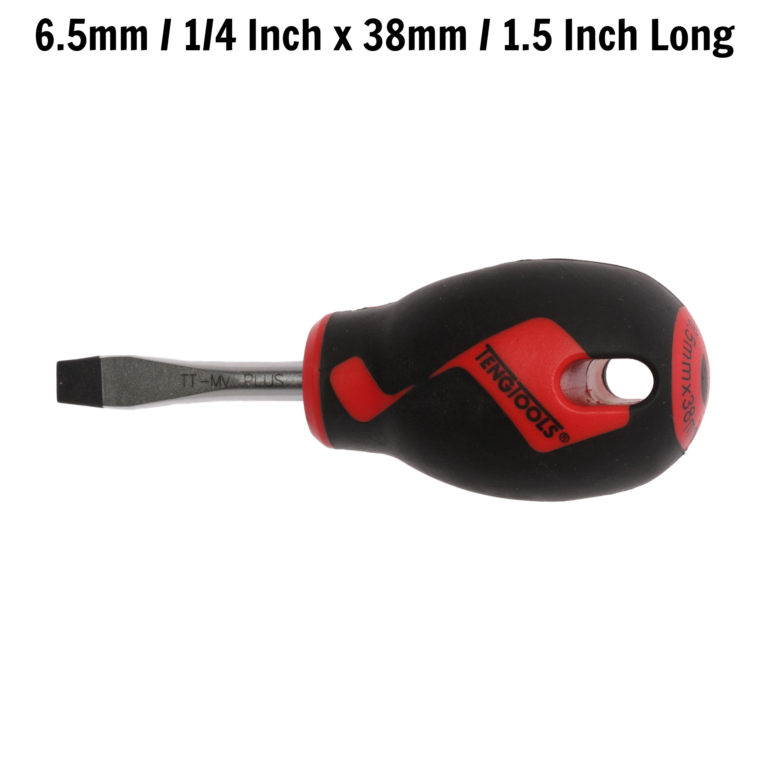 Teng Tools - Teng Tools 6.5mm / 1/4 Inch x 38mm / 1.5 Inch Long Flat Type Slotted Head Screwdriver - MD928N - MD928N