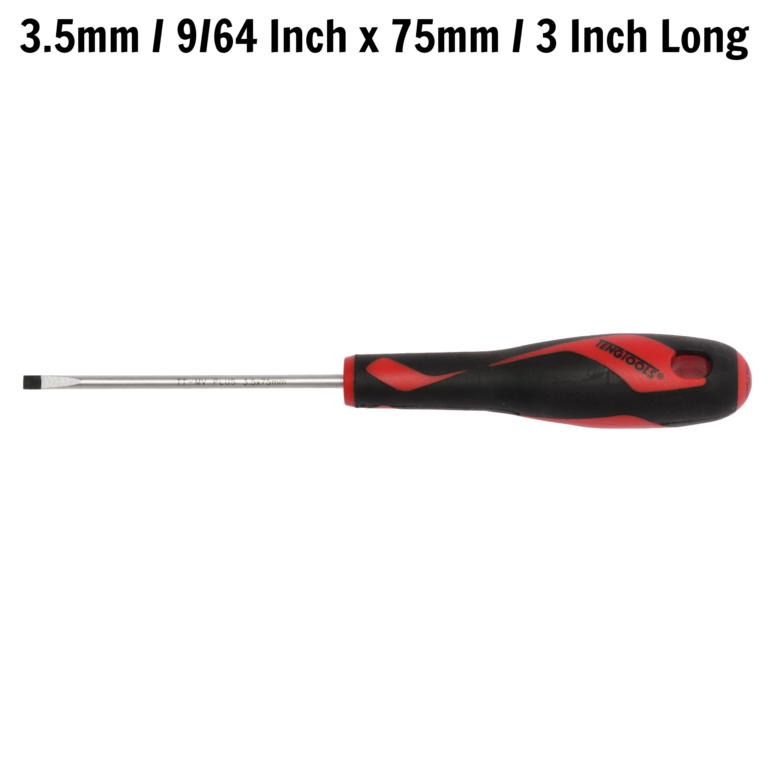 Teng Tools - Teng Tools 3.5mm / 9/64 Inch x 75mm / 3 Inch Long Flat Type Slotted Head Screwdriver - MD916N - MD916N