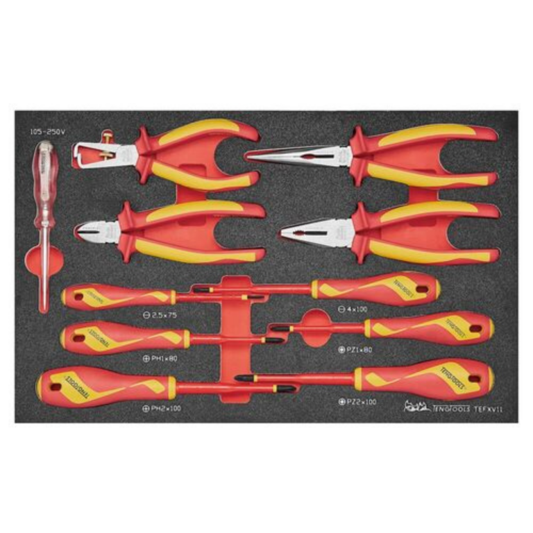 Teng Tools - Teng Tools 56 Piece 1000 Volt Insulated Torque Screwdriver, Wrench, Plier & Mixed Screwdriver Portable EVA Foam Tool Kit - SCE3 - SCE3