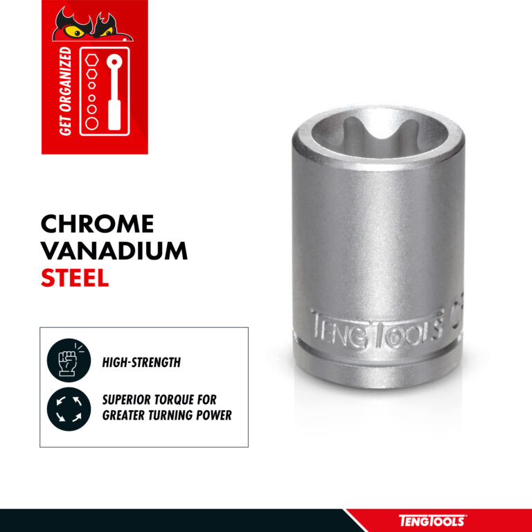 Teng Tools - Teng Tools E8 1/4 Inch Drive Female E-Torx Star TX-E Chrome Vanadium Socket | Mechanic Tool | Hand Tool - M140708-C - M140708-C