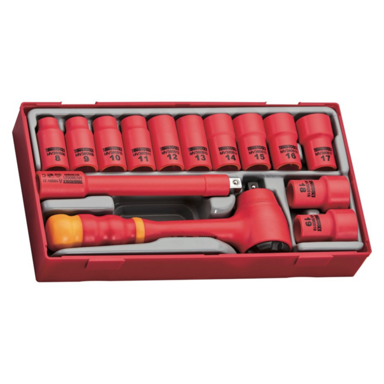 Teng Tools - Teng Tools 37 Piece 1000 Volt Insulated 3/8 Inch Drive Socket, Plier, Torque Screwdriver & Mixed Screwdriver Portable Mechanics Tool Kit - TC-6T02 - TC-6T02