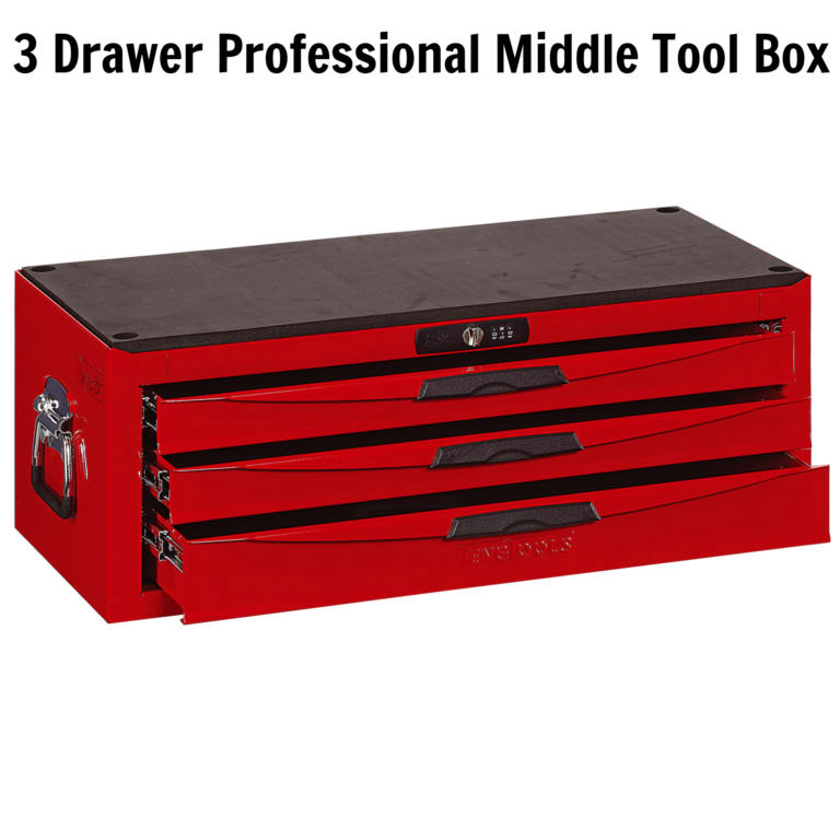 Teng Tools - Teng Tools 3 Drawer 26 Inch Wide Red Portable Steel Lockable Middle Tool Box - TC803N - TEN-O-TC803N