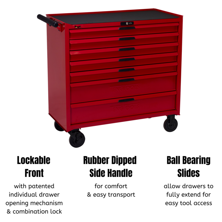 Teng Tools - Teng Tools 7 Drawer 37 Inch Wide Heavy Duty Roller Cabinet Tool Chest / Wagon - TCW207N - TCW207N
