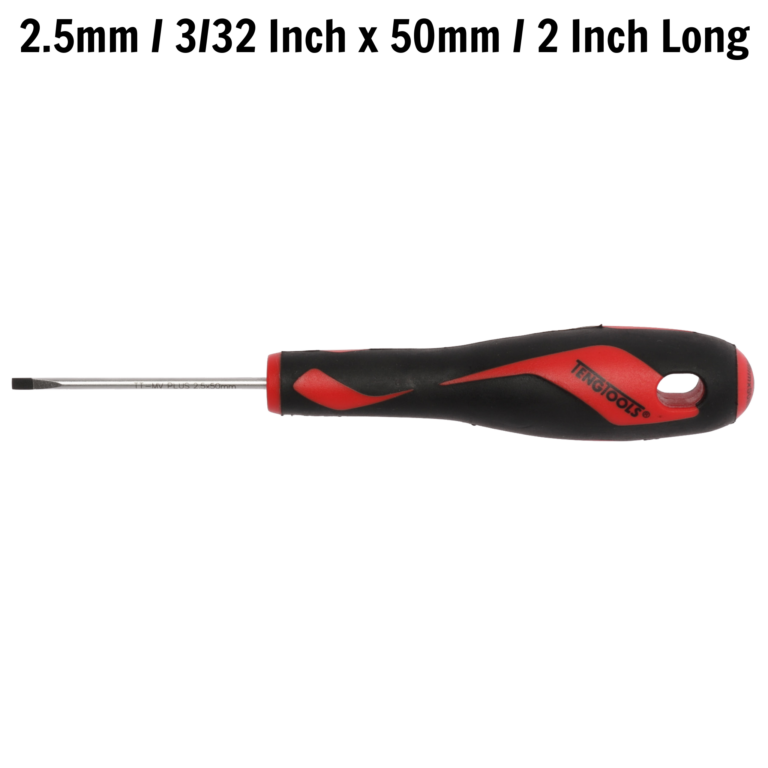 Teng Tools - Teng Tools 2.5mm / 3/32 Inch x 50mm / 2 Inch Long Flat Type Slotted Head Screwdriver - MD914N - MD914N