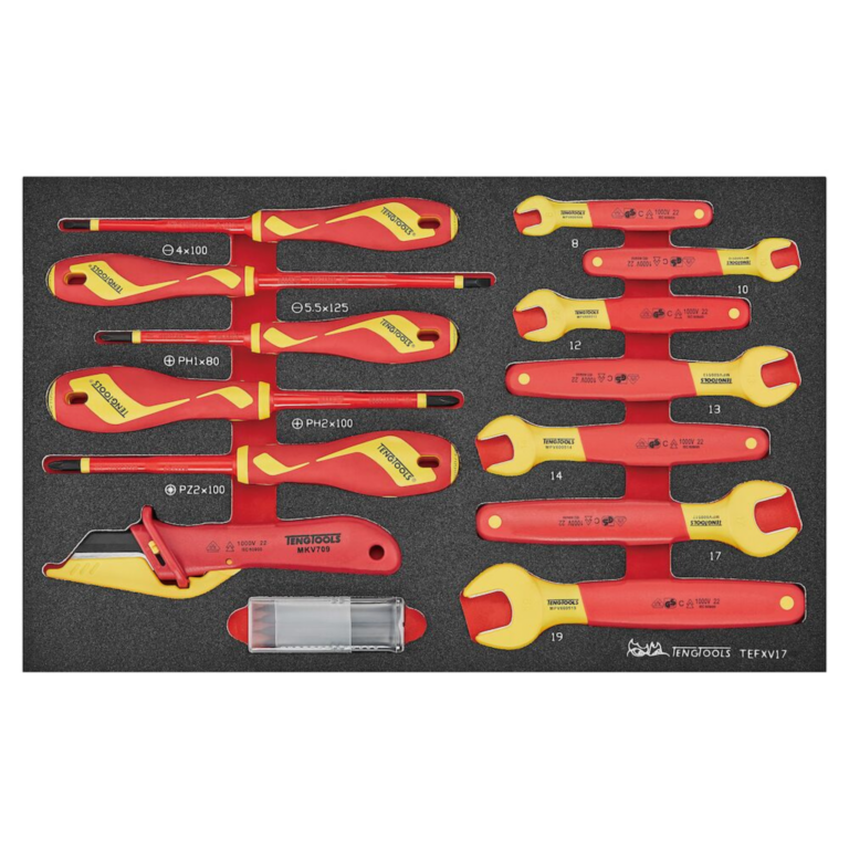 Teng Tools - Teng Tools 37 Piece 1000 Volt Insulated Open Ended Wrench, Screwdriver, Plier & Socket Electricians Portable EVA Foam Tool Kit - TC-6TE03 - TC-6TE03