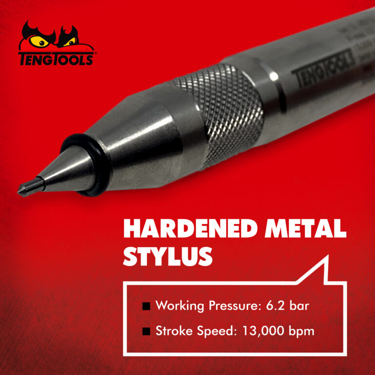 Teng Tools - Teng Tools 360 Degree Precision Steel Pneumatic Air Scribe Engraving Pen with Metal Stylus - AREP25 - AREP25