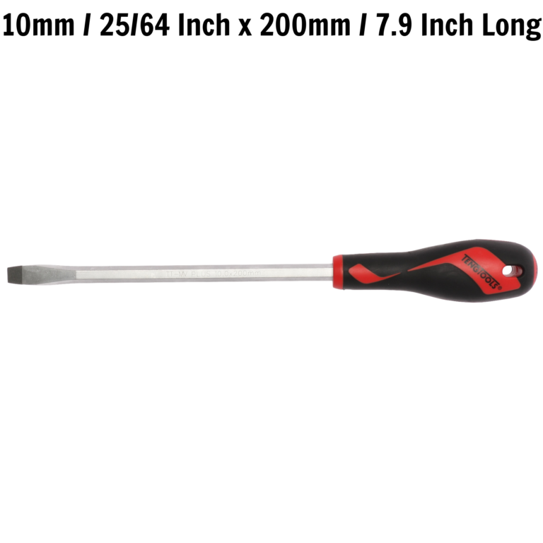 Teng Tools - Teng Tools 10mm / 25/64 Inch x 200mm / 7.9 Inch Long Flat Type Slotted Head Screwdriver - MD935N - MD935N