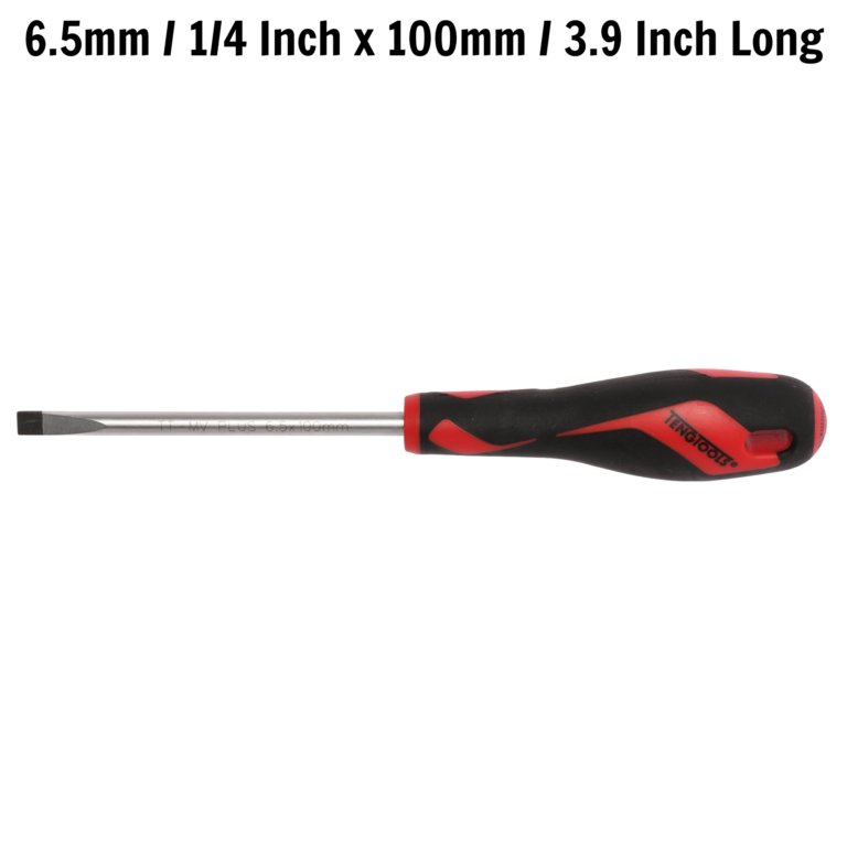 Teng Tools - Teng Tools 6.5mm / 1/4 Inch x 100mm / 3.9 Inch Long Flat Type Slotted Head Screwdriver - MD928N4 - MD928N4