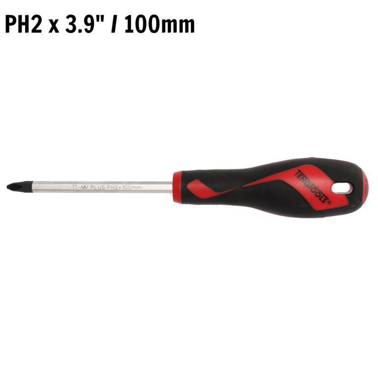 Teng Tools - Teng Tools PH2 x 3.9 Inch/100mm Head Phillips Screwdriver + Ergonomic, Comfortable Handle - MD952N - MD952N